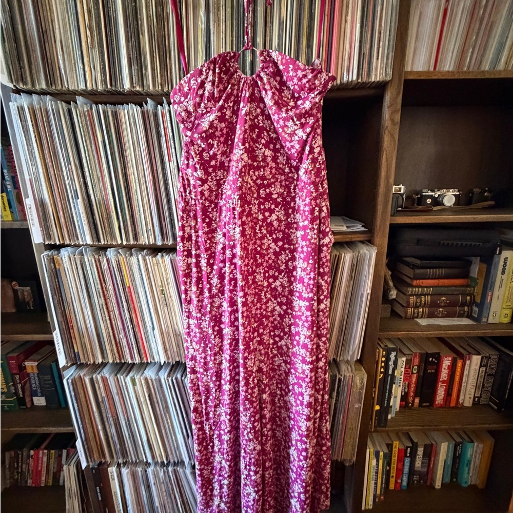Floral Pink eyehole halter jumpsuit